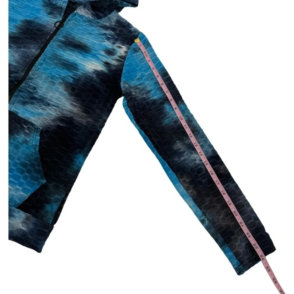 RICH & ROGUE NEW 1XL Tracksuit Lot Blue Black Tie Dye Honeycomb Textured Active